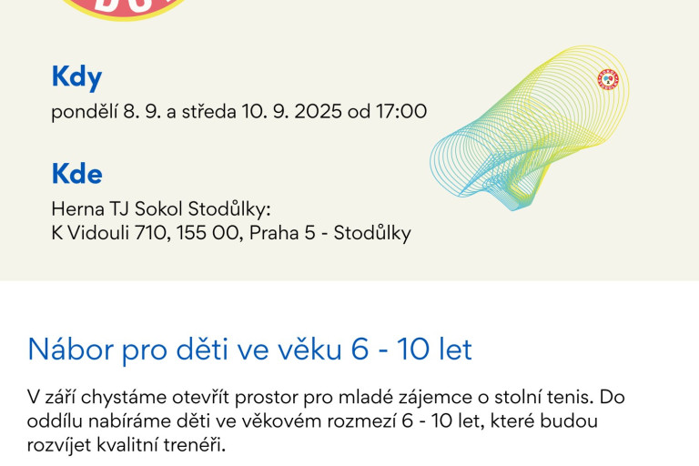 Nabíráme mladé stolní tenisty!
