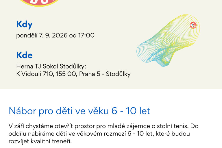 Opět nabíráme mladé stolní tenisty!